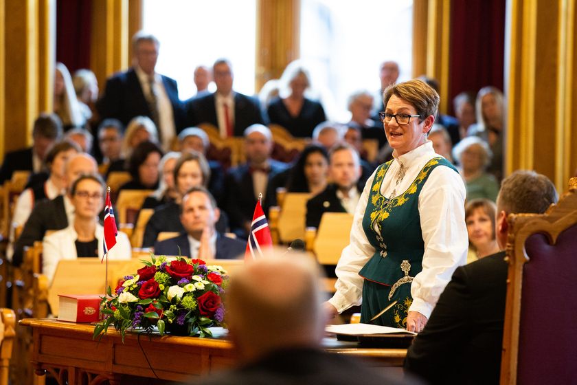 Foto fra åpningen av det 164. storting i 2019. I år blir åpningen annerledes, men stortingspresident Tone Wilhelmsen Trøen vil holde sin tale, også i år.  Bilder fra årets åpning blir tilgjengelig på Stortingets Flickr-konto. Se lenke nedenfor. Foto: Stortinget