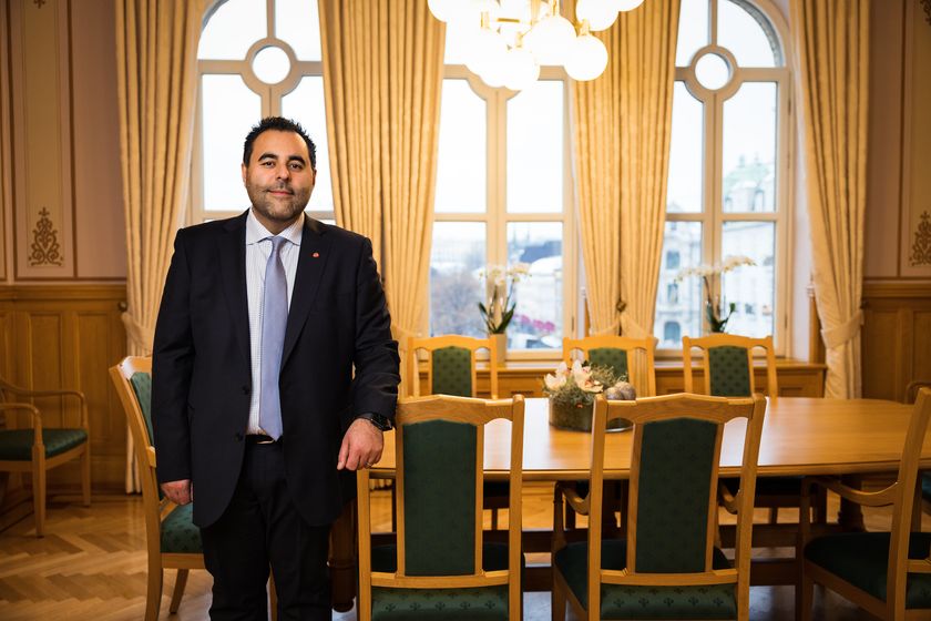 Danmarks kongepar besøker Stortinget. Her: Stortingspresident Masud Gharahkhani på presidentkontoret.