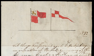 Flaggforslag 20. februar 1821, Forslag fra borgere i Grimstad til flaggets utseende. Hvitt og rødt rutet.
