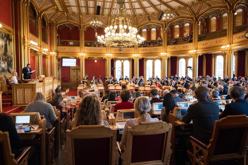 Minst to tredjedeler av stortingsrepresentantene må være til stede når det stemmes over forslag til endringer av Grunnloven. Her fra konstitueringen av Stortinget i 2023.