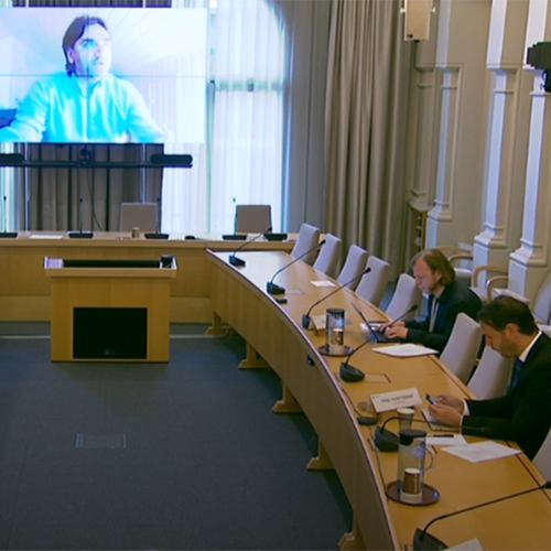 The Standing Committee on Local Government and Public Administration held a hearing by videoconference. Photo: Storting.