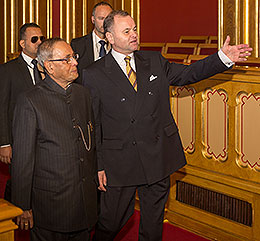Indias president Pranab Mukherjee i Stortinget. Foto: Morten Brakestad/Stortinget.