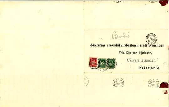 Brev til Landskvinnestemmerettsforeningen