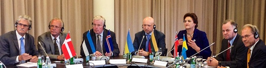 Nordiske parlamentspresidenter i møte med Ukrainas parlamentspresident