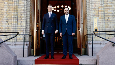 Finlands president Alexander Stubb og stortingspresident Masud Gharahkhani.