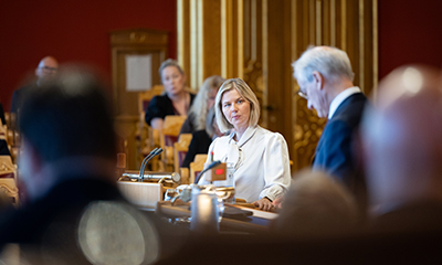 Guri Melby under trontaledebatten 14. oktober 2025