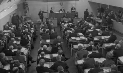Kinosalen på Stortinget i 1958.