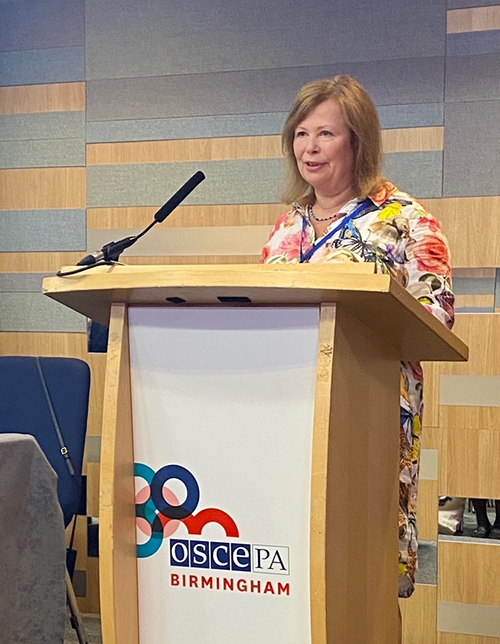 Siv Mossleth, Head of the Norwegian Delegation to the OSCE PA, speaking in Birmingham.