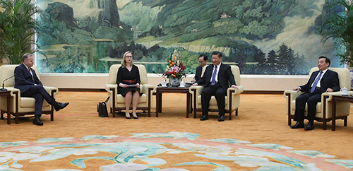 Presidents of the Nordic and Baltic parliaments in conversation with President Xi Jinping. Photo: National People’s Congress/Bi Nan.