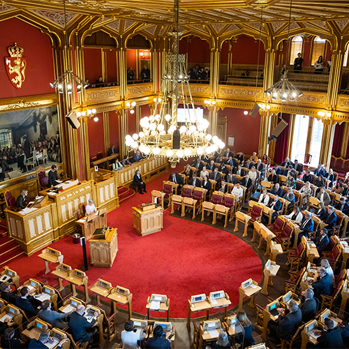 Fra stortingsmøte 26. mai 2020. Foto: Stortinget.