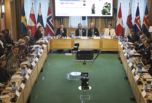 Leiarane for dei nordiske forsvars- og utanrikskomiteane og presidiet i Nordisk råd på Stortinget tysdag 22. september.
