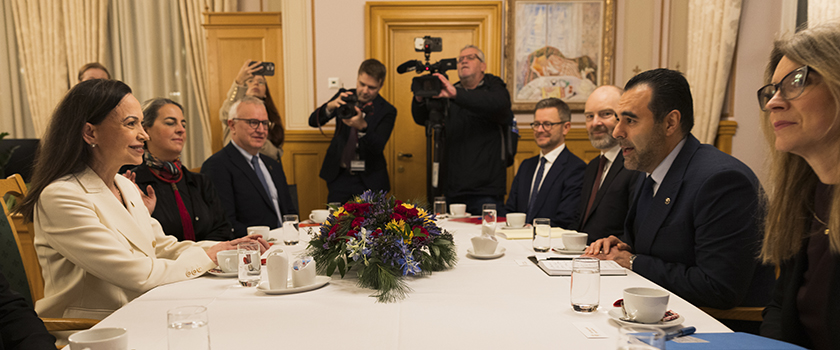 María Corina Machado in the President of the Storting’s office. Photo: Stortinget.