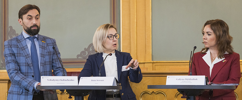 Ukrainian MPs Volodymyr Kabachenko, Inna Sovsun and Galyna Mykhaliuk.