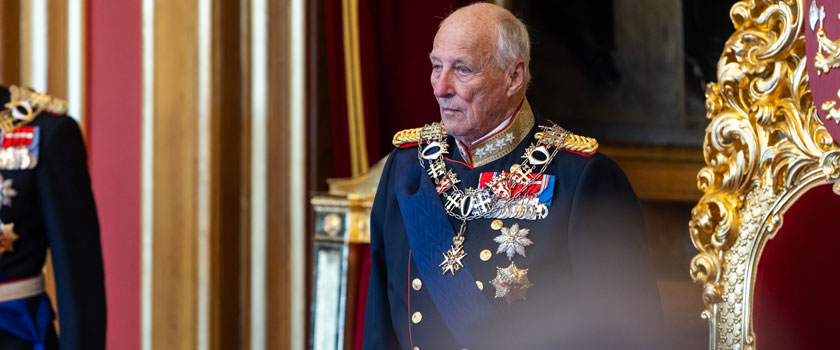 His Majesty King Harald V at the State Opening of the 168th Storting on 3rd October 2023.