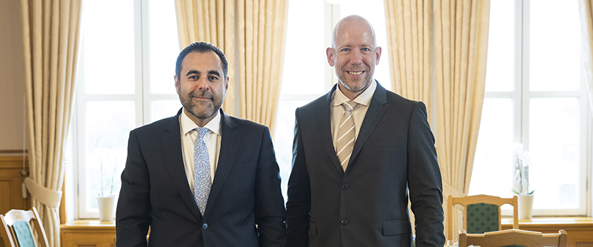 Stortingspresident Masud Gharahkhani og NIM-direktør Kai Spurkland.