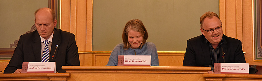 Anders B. Werp (H), Kirsti Bergstø (SV) og Per Sandberg (FrP) sat i panelet.