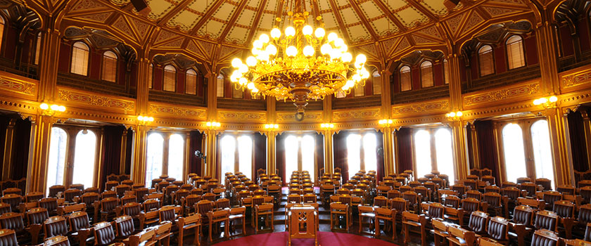 Stortingssalen. Foto: Stortinget.
