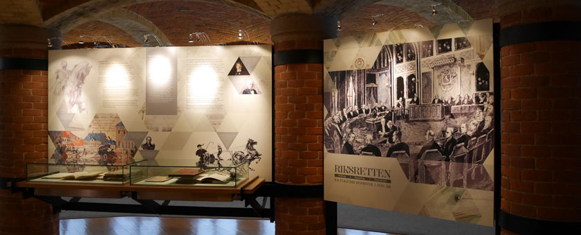 Utstillingen i historisk sal, slik den så ut i 2015. Foto: Lars Nerli.