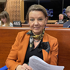 Delegasjonsleder Ingjerd Schou (H) i Strasbourg. Foto: Stortinget.